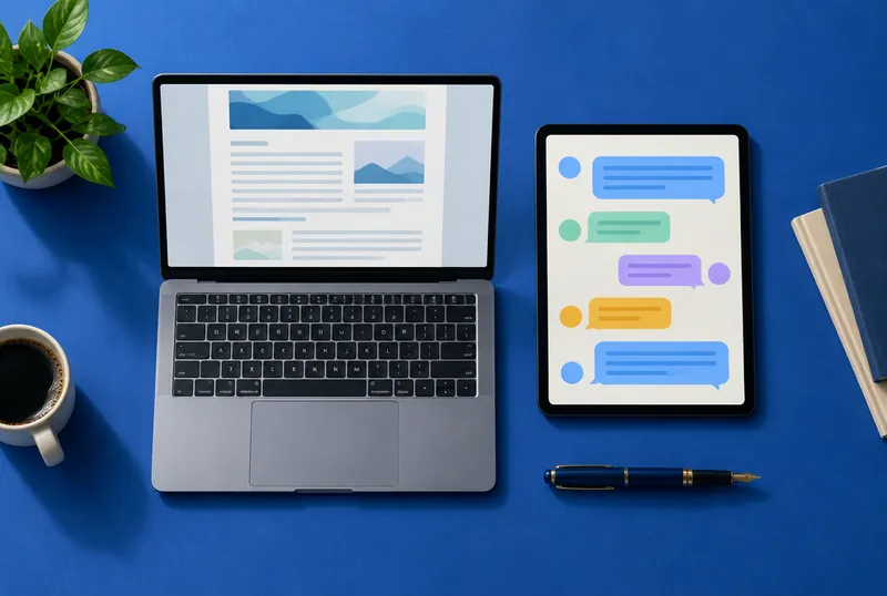 A laptop and a tablet comparing two AI assistants